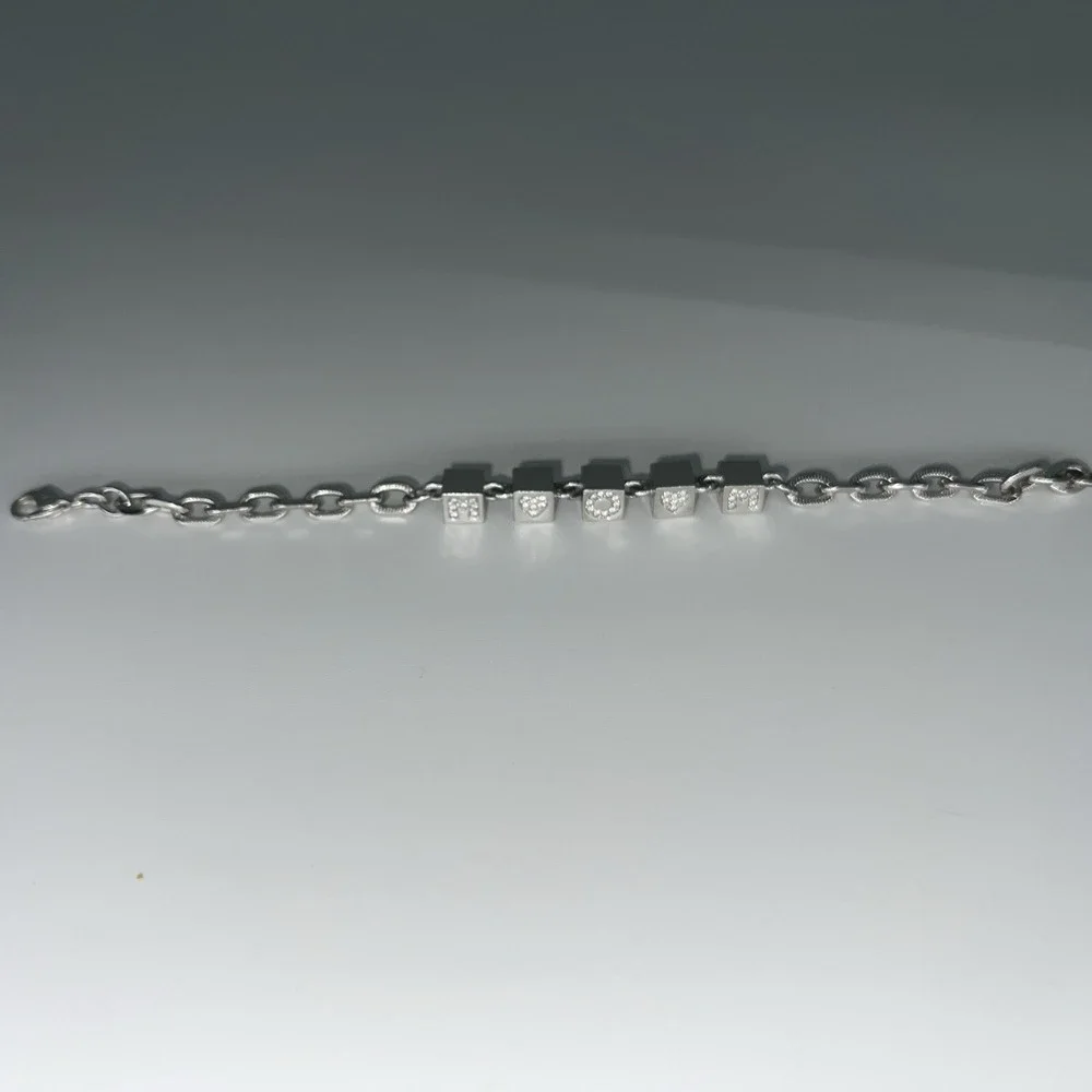 swarovski crystal‎ Women's Block MOM Braclet With Hearts Rhodium Plated